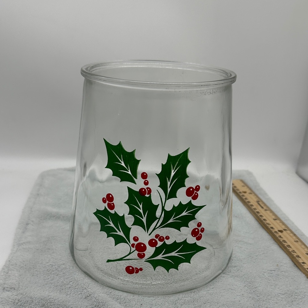Vintage Indiana Glass Bartlett Collin’s Christmas Holly Lg Cookie Jar (no Lid)